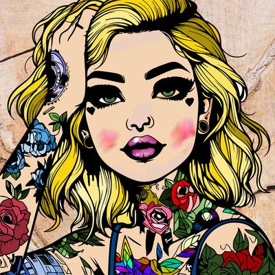 realistic girl with tattoos all over