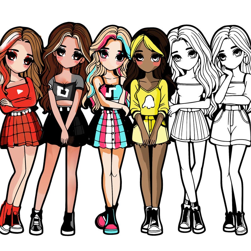 a group of girls realistic