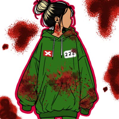 realistic girl with a oversized sweatshirt on and a bun