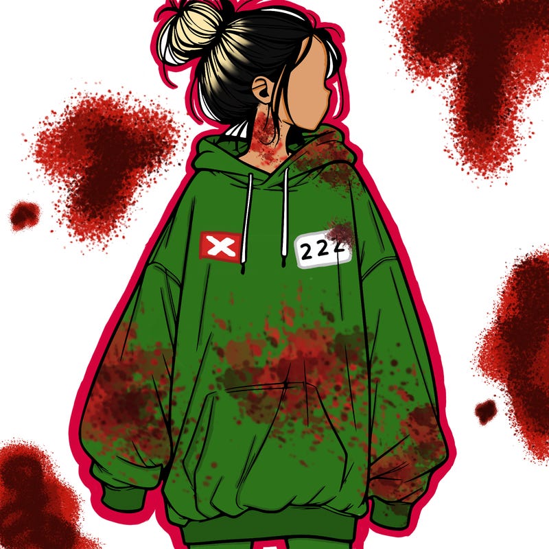 realistic girl with a oversized sweatshirt on and a bun