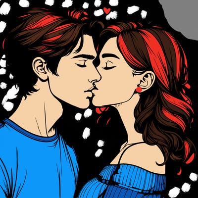 realistic couple kissing