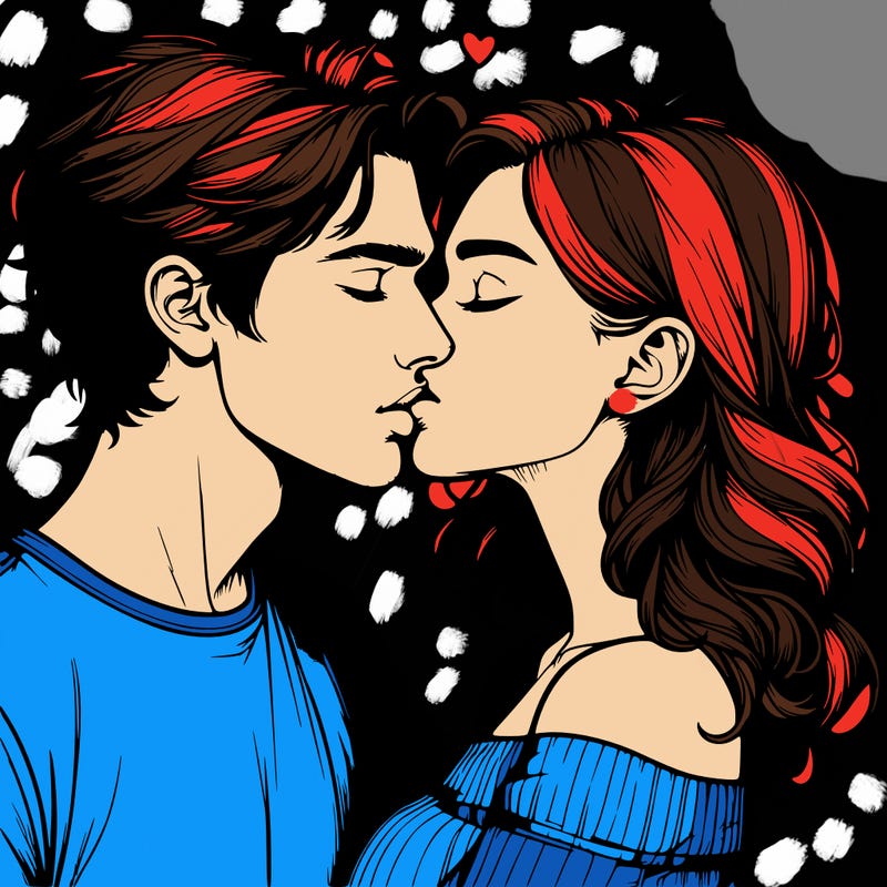 realistic couple kissing