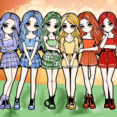 a group of girls realistic