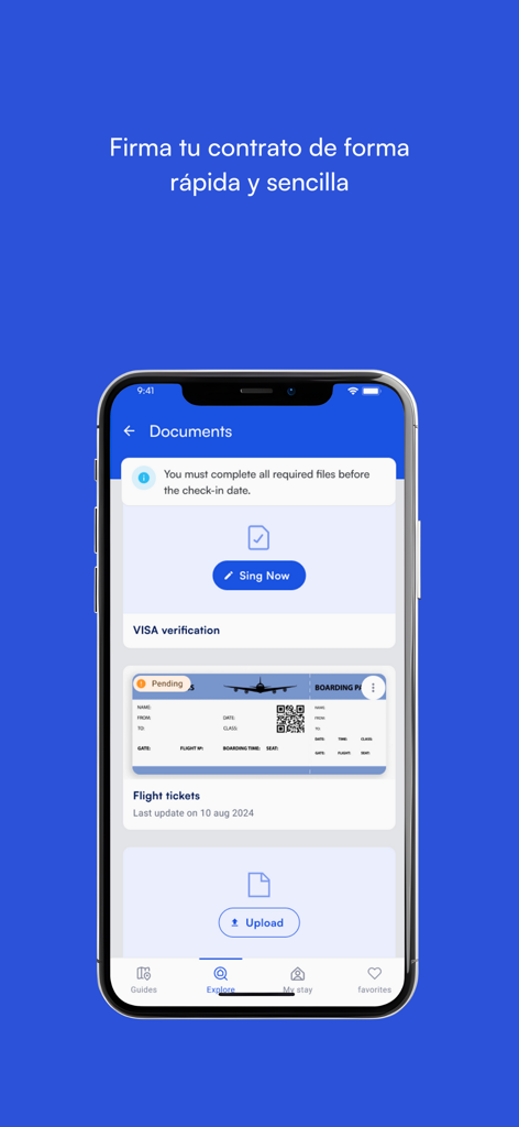 Arribo - Arribo app interface showing digital document management for international travel including visa verification and flight tickets