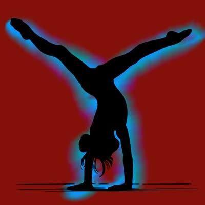 realistic gymnastic hand stand girl in four splits