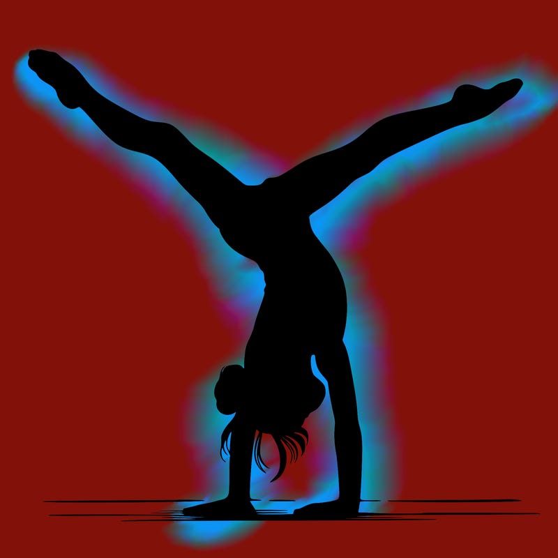 realistic gymnastic hand stand girl in four splits