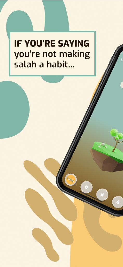 5te5 Prayer Tracker app interface on a smartphone showing a gamified path to build a daily Salah habit