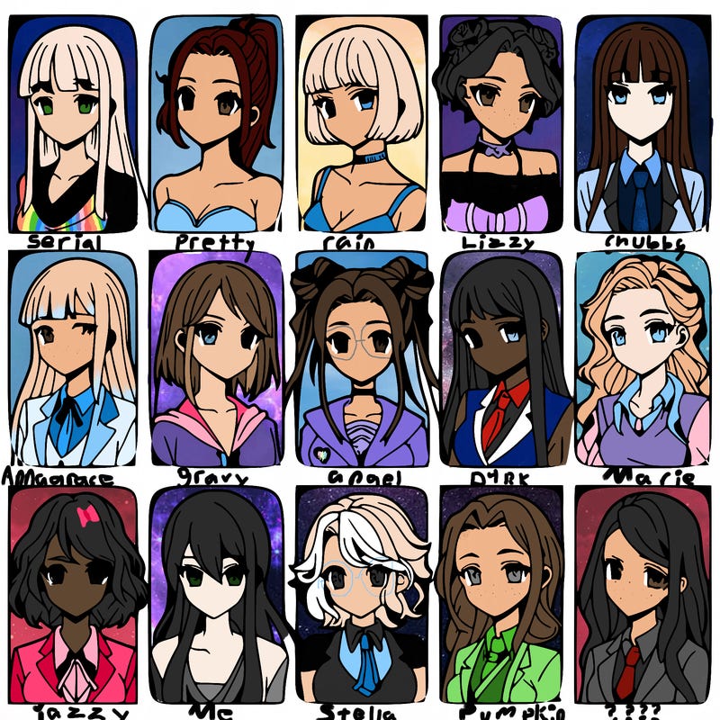 girls that look diffrent anime