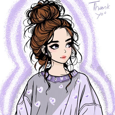 realistic girl with messy bun and oversized clothing