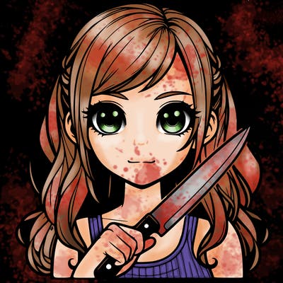 realistic girl holding a knife