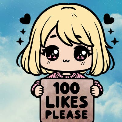 cute girl holding a sign saying 100 likes please