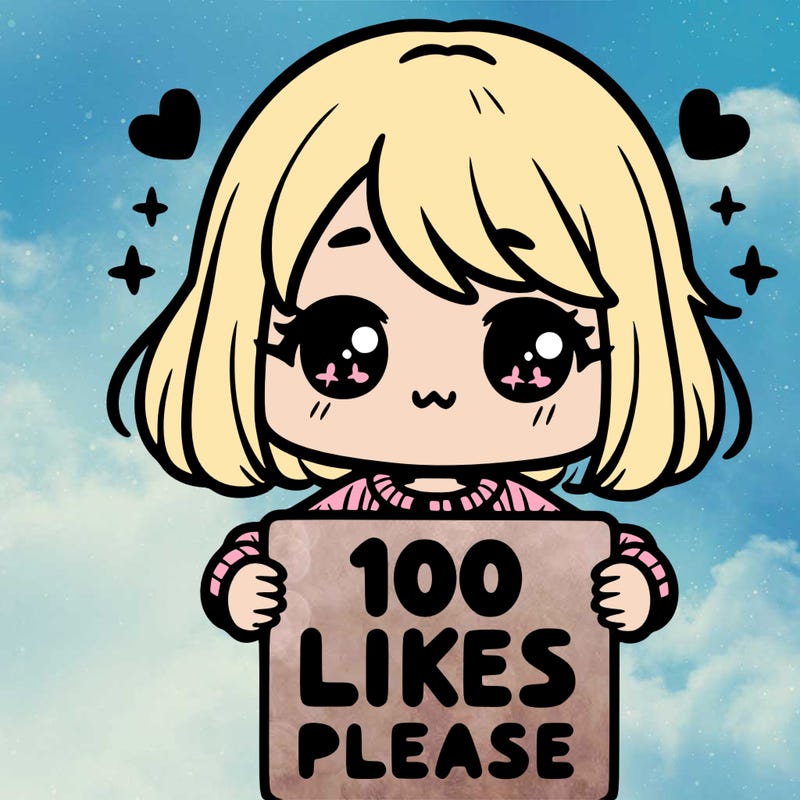 cute girl holding a sign saying 100 likes please