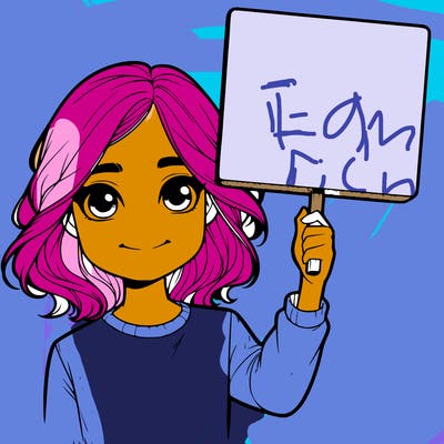 realistic girl holding up a sign