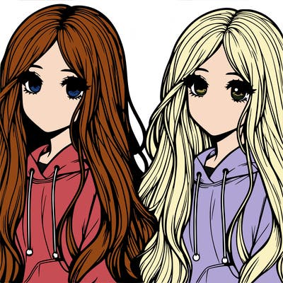 realistic girl with long hair and cute face with a hoodie
