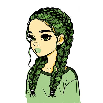 realistic girl with braids