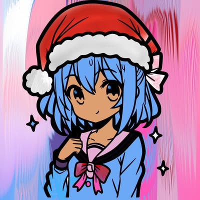 anime girl wearing a santa hat