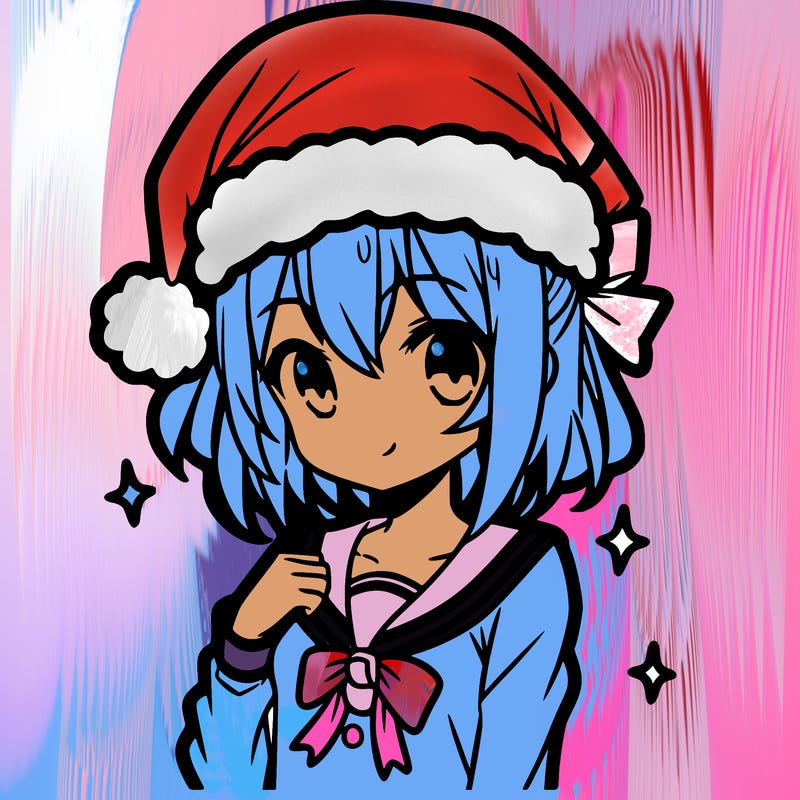 anime girl wearing a santa hat