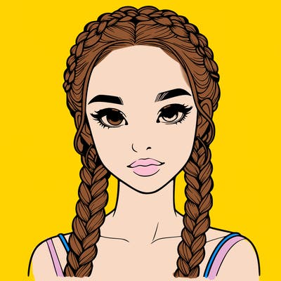 realistic girl with braids