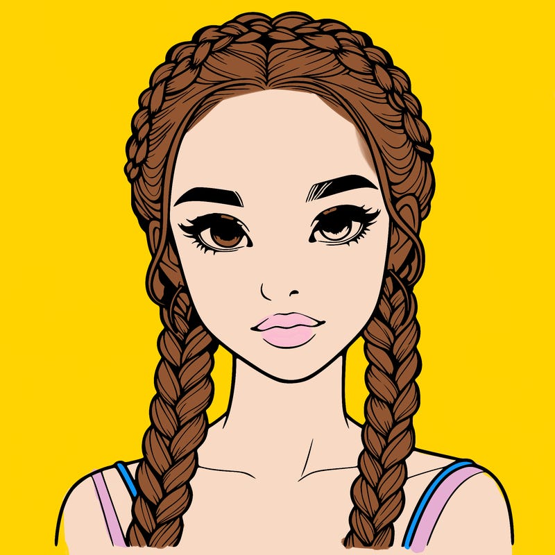 realistic girl with braids