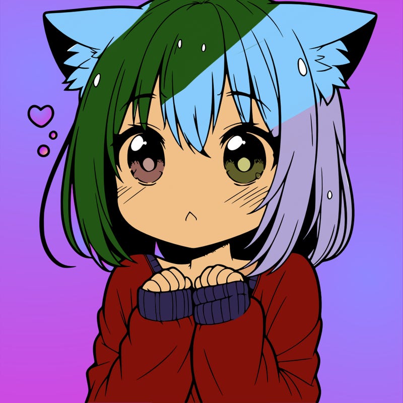 shy anime catgirl