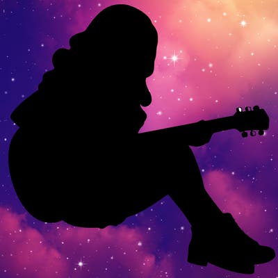 realistic woman play guitar