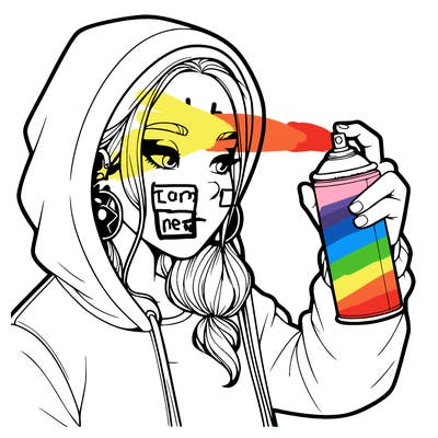 a realistic girl, spray painting