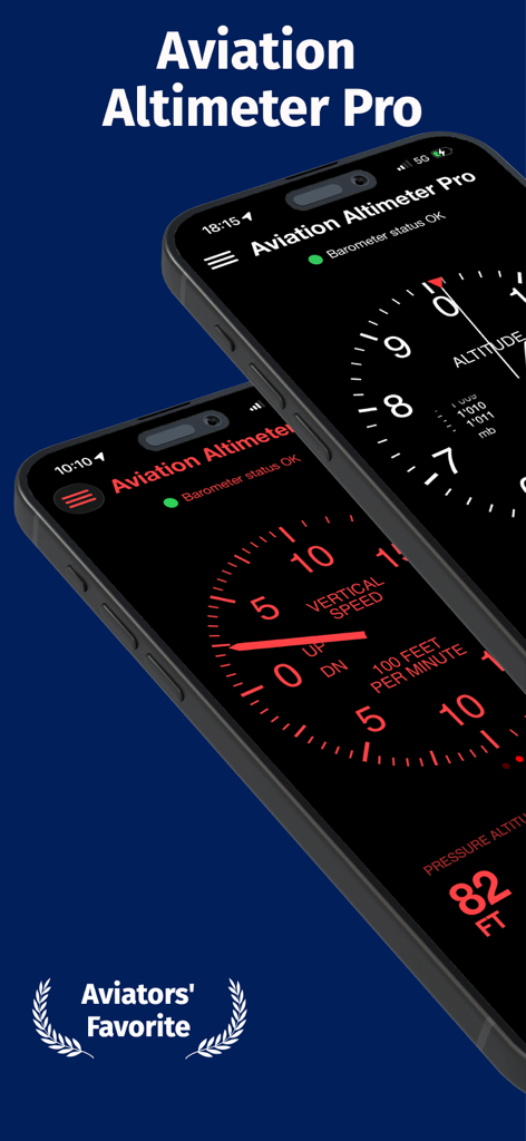 Aviation Altimeter Pro - Aviation Altimeter Pro app interface featuring authentic cockpit dials and night flight mode