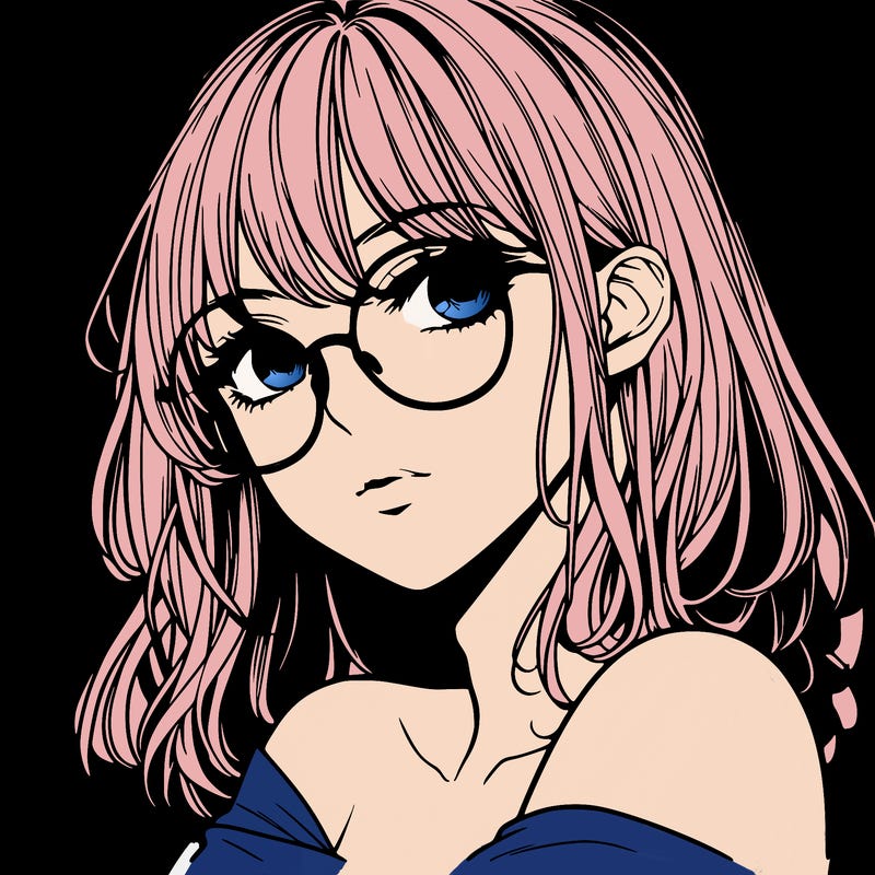 manga woman character with glasses and nice lips
