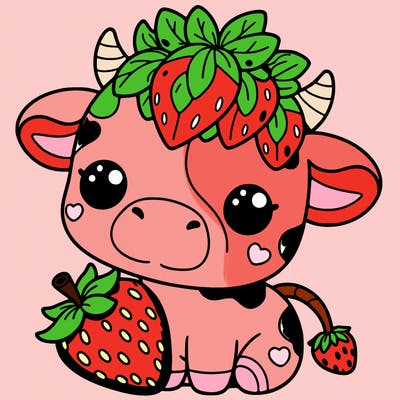 cute strawberry cow