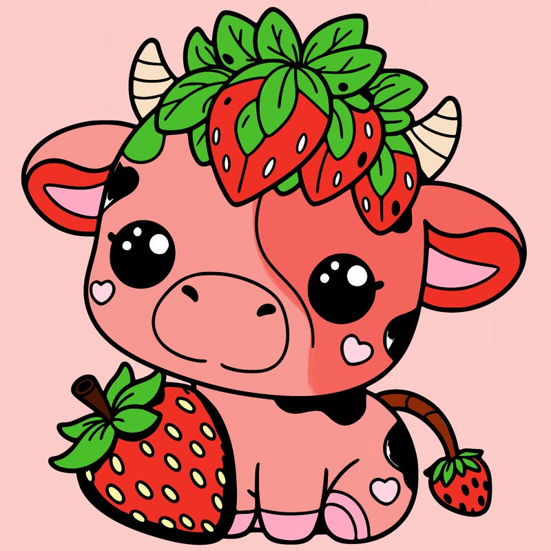 cute strawberry cow