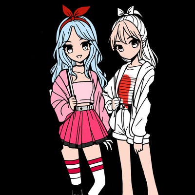 teen manga girls group of 4