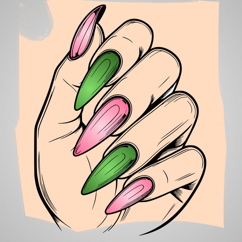 acrylic nails on one side realalistic