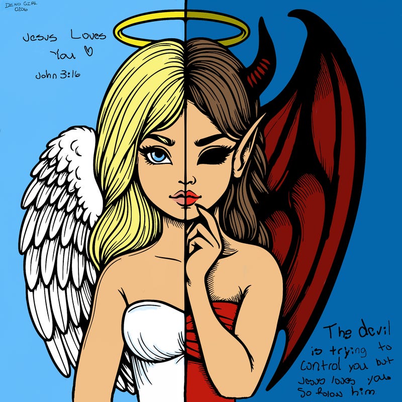 realistic angel half demon