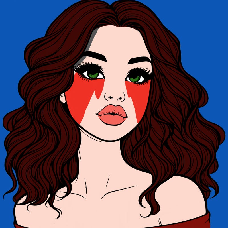 realistic girl with wavy hair and lips