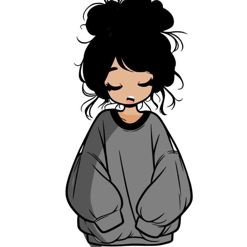 girl with baggy sweatshirt and messy bun