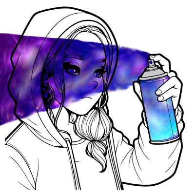 a realistic girl, spray painting