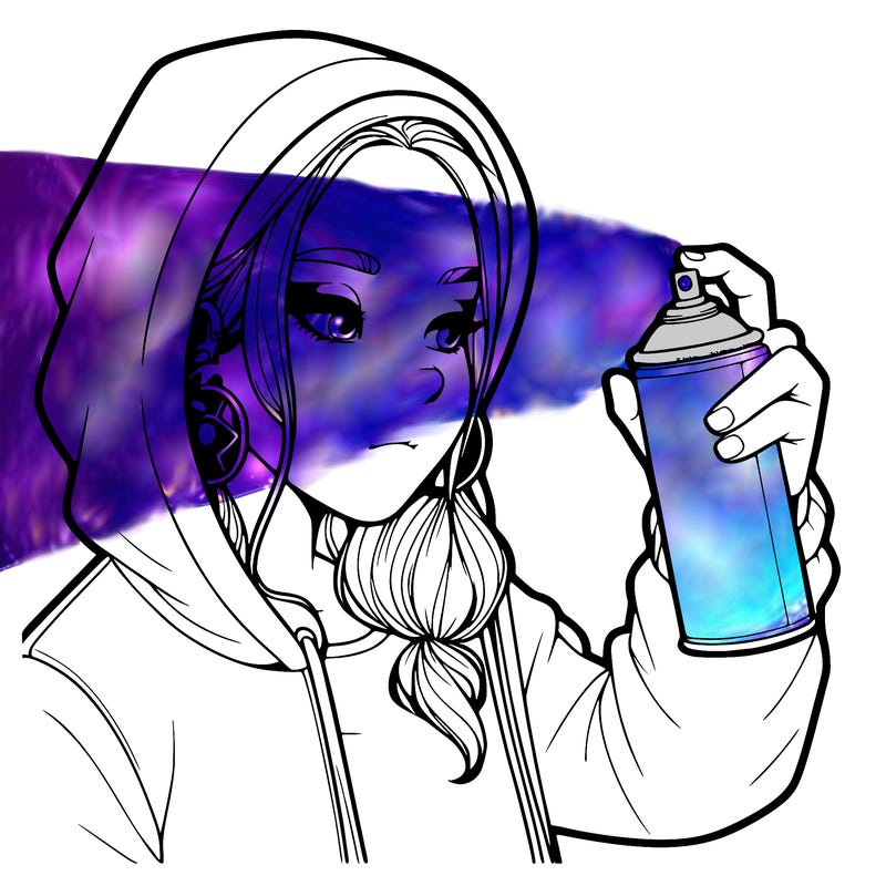 a realistic girl, spray painting