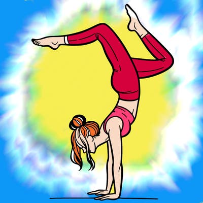 a woman doing a handstand