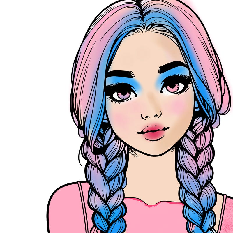 realistic girl with braids