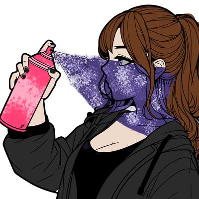 a realistic girl spray, painting