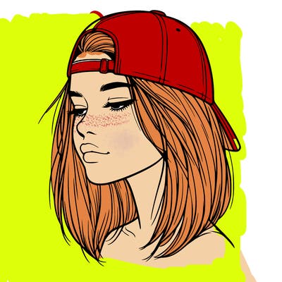 realistic  girl with a backwards hat