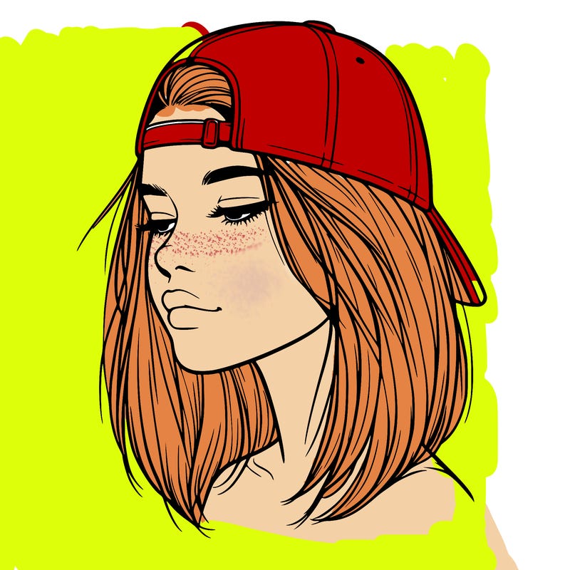 realistic  girl with a backwards hat