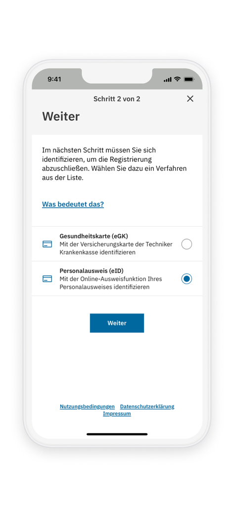 TK-Ident app identification method selection screen