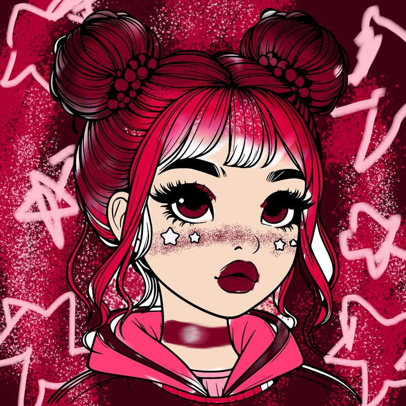 realistic girl with space buns