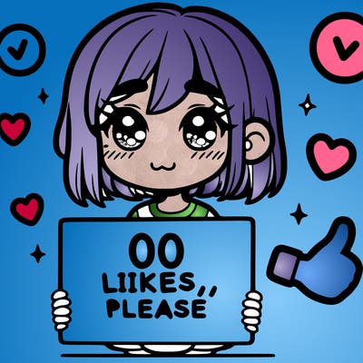 a girl with a sign saying 100 likes, please