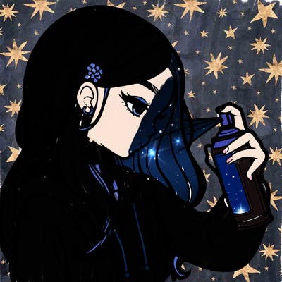 a realistic girl spray painting