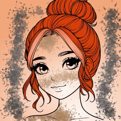 realistic pretty girl with hair in bun