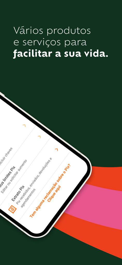 Emana Pay - Tela do aplicativo móvel Emana Pay mostrando serviços financeiros e recursos de pagamento Pix.
