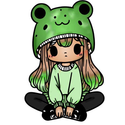 a girl wearing a frog hat and some frog socks