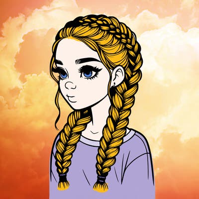 realistic girl with braids
